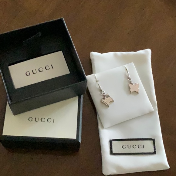 NWT Gucci Silver 925 Butterfly Drop Earrings - Picture 4 of 6